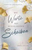 Buchcover mit dem Titel 'Wie Worte auf beschlagenen Scheiben'. Hintergrund in sanften Farben mit goldenen Ginkgo-Blättern.