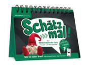 Ein Tischkalender mit dem Titel 'Schatz mal!'. Auf der Vorderseite ist ein Wichtel abgebildet.