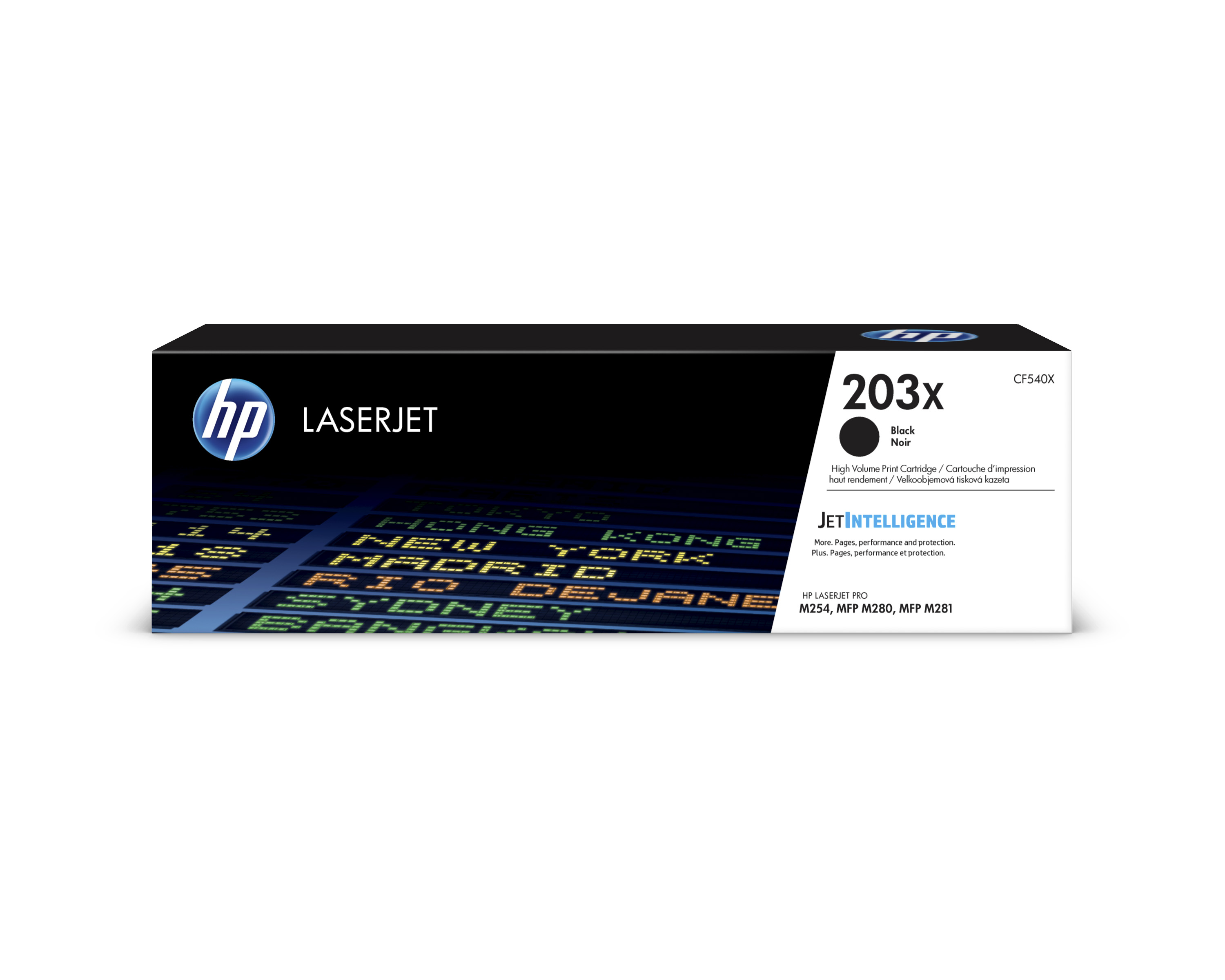 Schwarze Druckerpatrone für HP LaserJet. Modell 203x, geeignet für mehrere Druckermodelle.