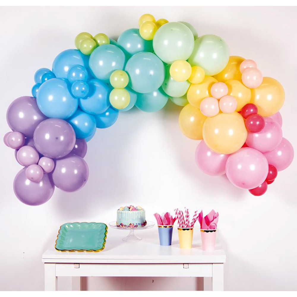 AMSCAN DIY Ballongirlande Regenbogen 78 Ballons pastellfarben