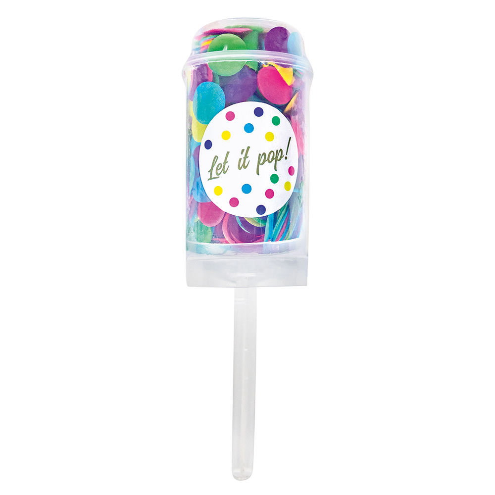 Konfettikanone Party Popper Push-Pop 18 cm mehrere Farben