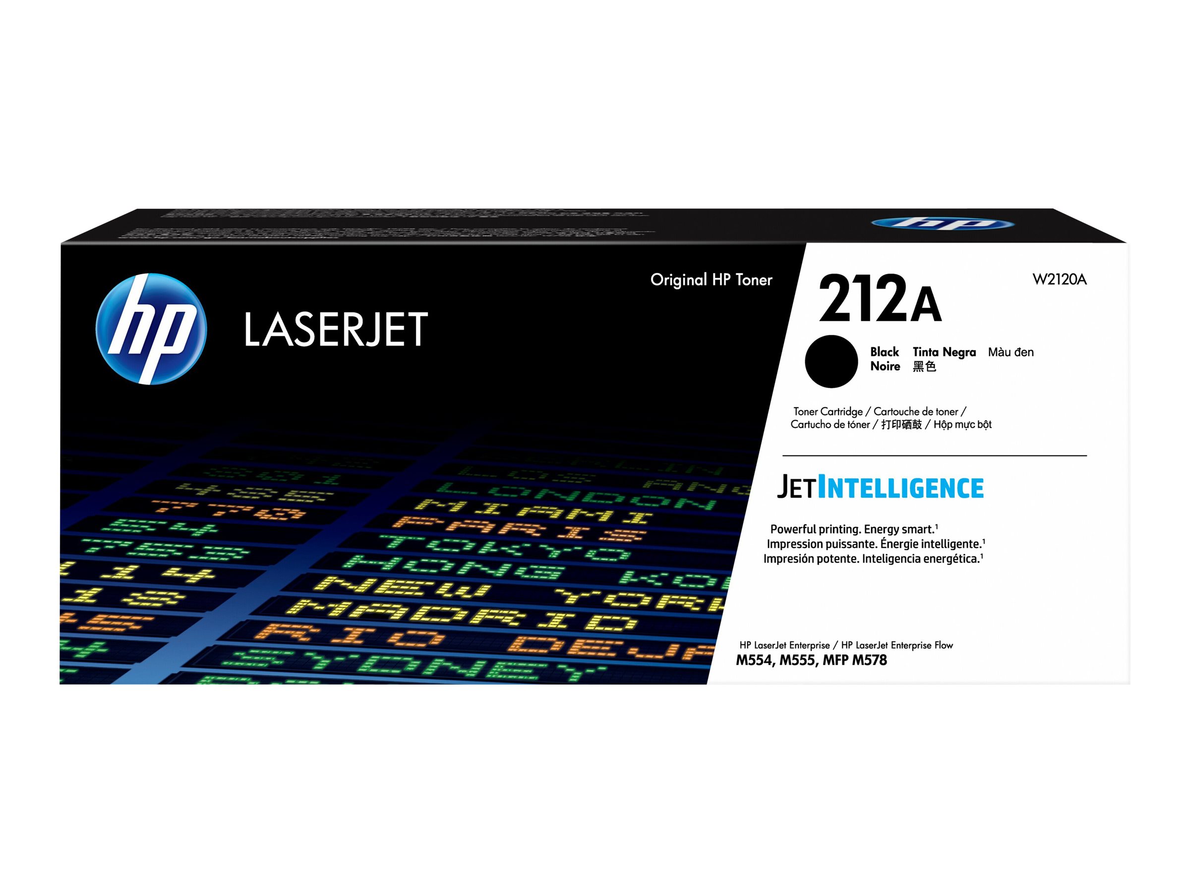 Schwarze Tonerkartusche für HP LaserJet Drucker. Auf der Verpackung sind die Bezeichnungen 212A und JetIntelligence zu sehen.