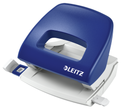 Bürolocher in Blau und Weiß. Hat eine ergonomische Form und eine Zählanzeige.