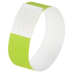 grünes Armband aus flexiblem Material. Eine Seite ist weiß mit einem einfachen Muster.