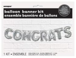 Ballonkette - Schriftzug: Congrats, silber 