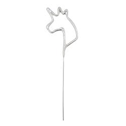 Silberner Haarnadel in Form eines Einhornkopfes. Schlichte, elegante Gestaltung.