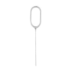 Ein langer, dünner Metallstab mit einer ovalen Schlaufe oben. Der Stab hat eine spitze Endung.