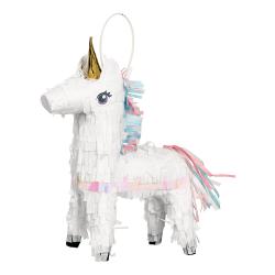 Mini-Pinata Einhorn aus Pappe 19 x 14,6 cm bunt