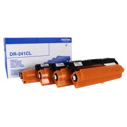 Set von vier Druckertrommeln in orange und schwarz. Verpackung mit der Bezeichnung DR-241CL.