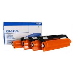 Set von vier Druckertrommeln in orange und schwarz. Verpackung mit der Bezeichnung DR-241CL.