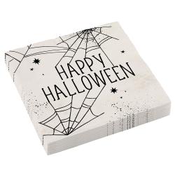 Servietten Happy Halloween 33 x 33 cm 16 Stück weiß/schwarz