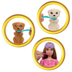 MATTEL Barbie Puppe und Welpen Pyjama-Party-Spielset bunt