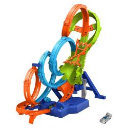 MATTEL Hot Wheels 4-Loopings Crash-Out Trackset