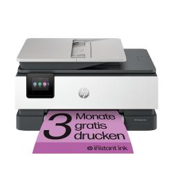 Drucker in Schwarz und Weiß mit Touchscreen. Funktionen: Drucken, Kopieren, Scannen.