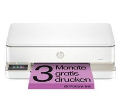 weißer Multifunktionsdrucker von HP. Kompakt mit einem Bedienfeld vorne.
