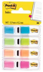 Post-it Haftnotizen - Seitenmarker: Index schmal, 11.9 x 43.2mm, 4x 35 Blatt, Neonfarben 