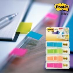 Post-it Haftnotizen - Seitenmarker: Index schmal, 11.9 x 43.2mm, 4x 35 Blatt, Neonfarben 