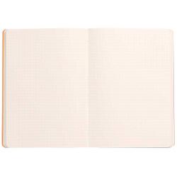 Offenes Notizbuch mit gepunkteten Seiten. Die Seiten sind hell und unbeschrieben.