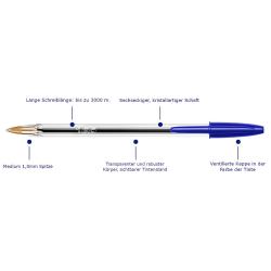 BIC Kugelschreiber Cristal Original 1.0 mm 4er-Pack blau 