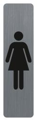 Symbol für Damen-Toilette. Darstellung einer stehenden Figur in einem Kleid.