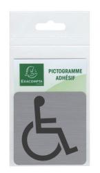 Graues Piktogramm für Barrierefreiheit. Symbol einer sitzenden Person im Rollstuhl.