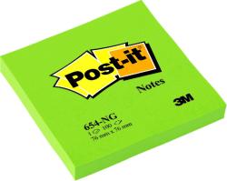 Grüne Post-it Notizen in quadratischer Form. Verpackung zeigt das Logo von Post-it und die Größe.