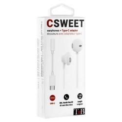 T'nB In-Ear-Kopfhörer SWEET 3,5 mm Klinkenanschluss USB Type C Adapter weiß