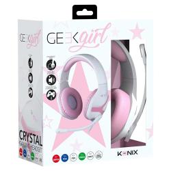 KONIX Headset Geek Girl Crystal Gaming kabelgebunden weiß/pink