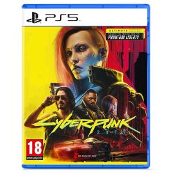 Spielcover für Cyberpunk 2077. Bunte Grafik mit mehreren Charakteren und futuristischem Auto.