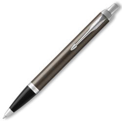 grauer Kugelschreiber mit silberner Spitze und Clip. Schlichtes, elegantes Design.
