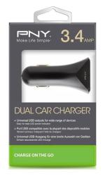 PNY Dual Car Charger USB C. schwarz 