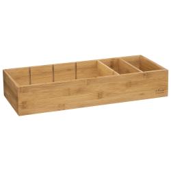 Bambus-Organizer mit mehreren Fächern. Ideal zur Aufbewahrung von Büromaterial oder kleinen Gegenständen.