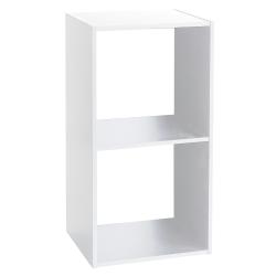 Weißer Regal mit zwei offenen Fächern. Schlichtes, modernes Design.