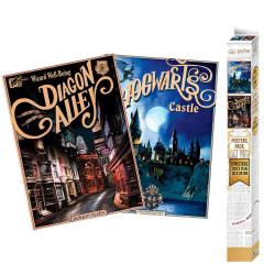 ABYstyle Harry Potter Retro Hogwarts & Winkelgasse 2er Poster Set 52 x 38 cm bunt