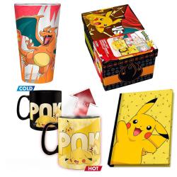 Pokémon Geschenk-Set Premium Glas, Becher, Notizbuch Pikachu bunt