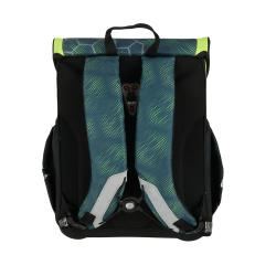 Schulranzen-Set mit Fußballmotiv. Enthält Rucksack, Sportbeutel, Federmäppchen und Heft.