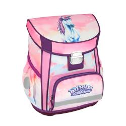 Schulrucksack-Set mit Einhorn-Motiv. Enthält Rucksack, Sportbeutel, Geldbörse und Federmäppchen.
