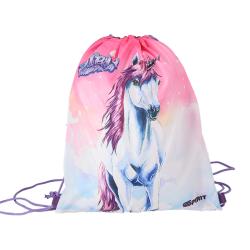 Schulrucksack-Set mit Einhorn-Motiv. Enthält Rucksack, Sportbeutel, Geldbörse und Federmäppchen.