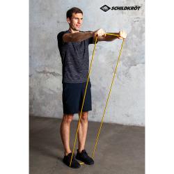 Gelbe Widerstandsbänder für Fitness. Extra leicht, geeignet für verschiedene Übungen.
