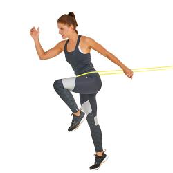 Gelbe Widerstandsbänder für Fitness. Extra leicht, geeignet für verschiedene Übungen.