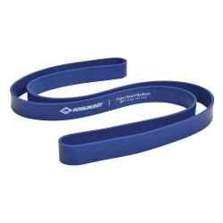 Blauer Widerstandsband für Fitness. Mittelstarker Widerstand, geeignet für Übungen.