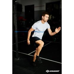 Blauer Widerstandsband für Fitness. Mittelstarker Widerstand, geeignet für Übungen.