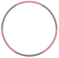 Hula-Hoop-Reifen. Farben: pink und grau. Kreisform, gleichmäßig dick.