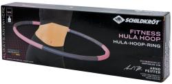 Hula-Hoop-Reifen. Farben: pink und grau. Kreisform, gleichmäßig dick.