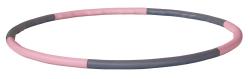 Hula-Hoop-Reifen. Farben: pink und grau. Kreisform, gleichmäßig dick.