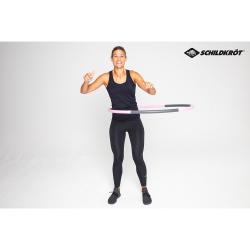 Hula-Hoop-Reifen. Farben: pink und grau. Kreisform, gleichmäßig dick.