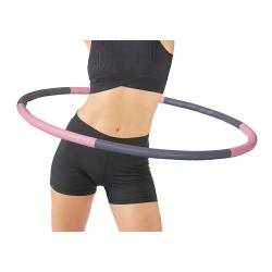 Hula-Hoop-Reifen. Farben: pink und grau. Kreisform, gleichmäßig dick.