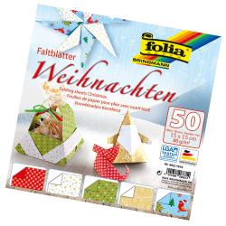 FOLIA Faltblätter Weihnachten 15 cm x 15 cm 50 Blatt mehrere Farben