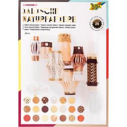 Packung mit indischen Naturpapieren. Enthält verschiedene Muster und Farben, ideal für Bastelprojekte.