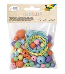 FOLIA Holzperlen Pastell 86 Teile mehrere Farben